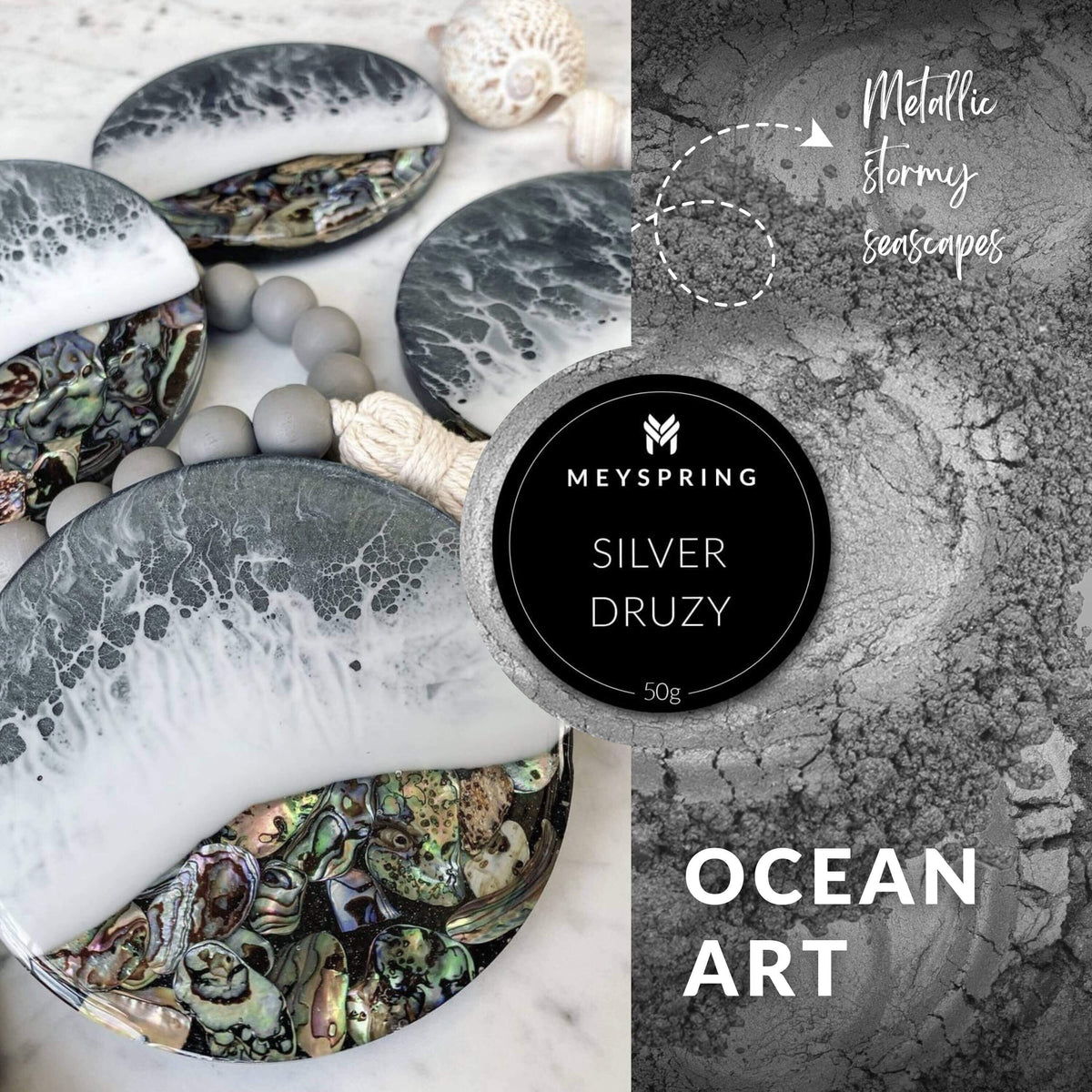 Silver Druzy - Epoxy Resin Color Pigment - 50g