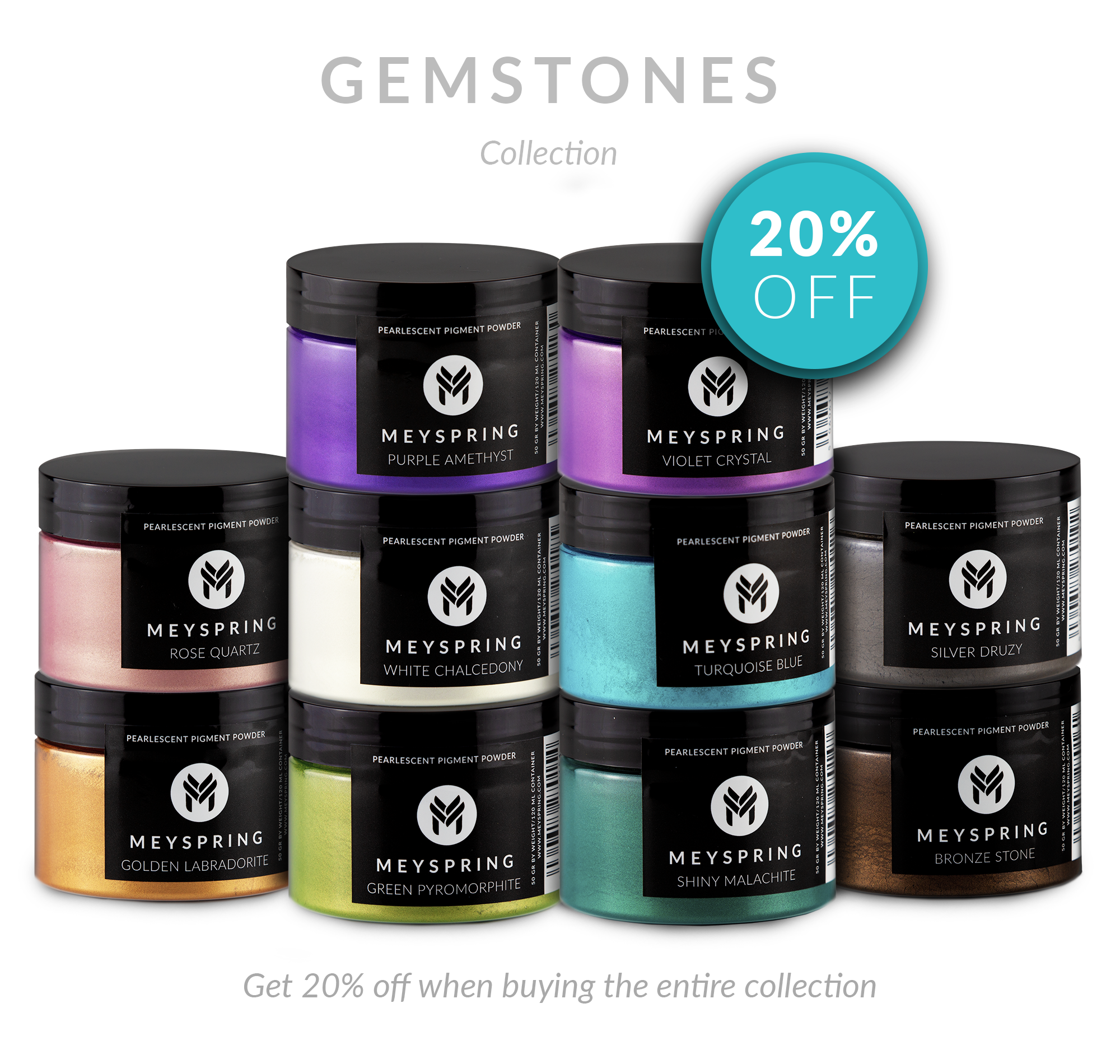 Mica Powder Gemstone Collection Pack of 10 MEYSPRING