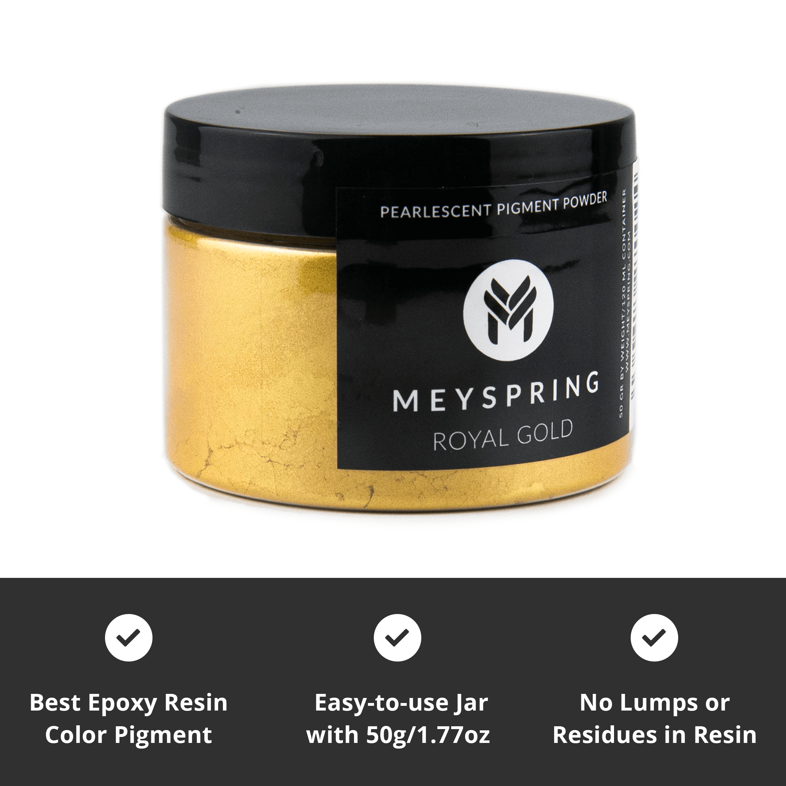 MEYSPRING Royal Gold 50g Jar of Epoxy resin color pigment Mica Powder for resin art
