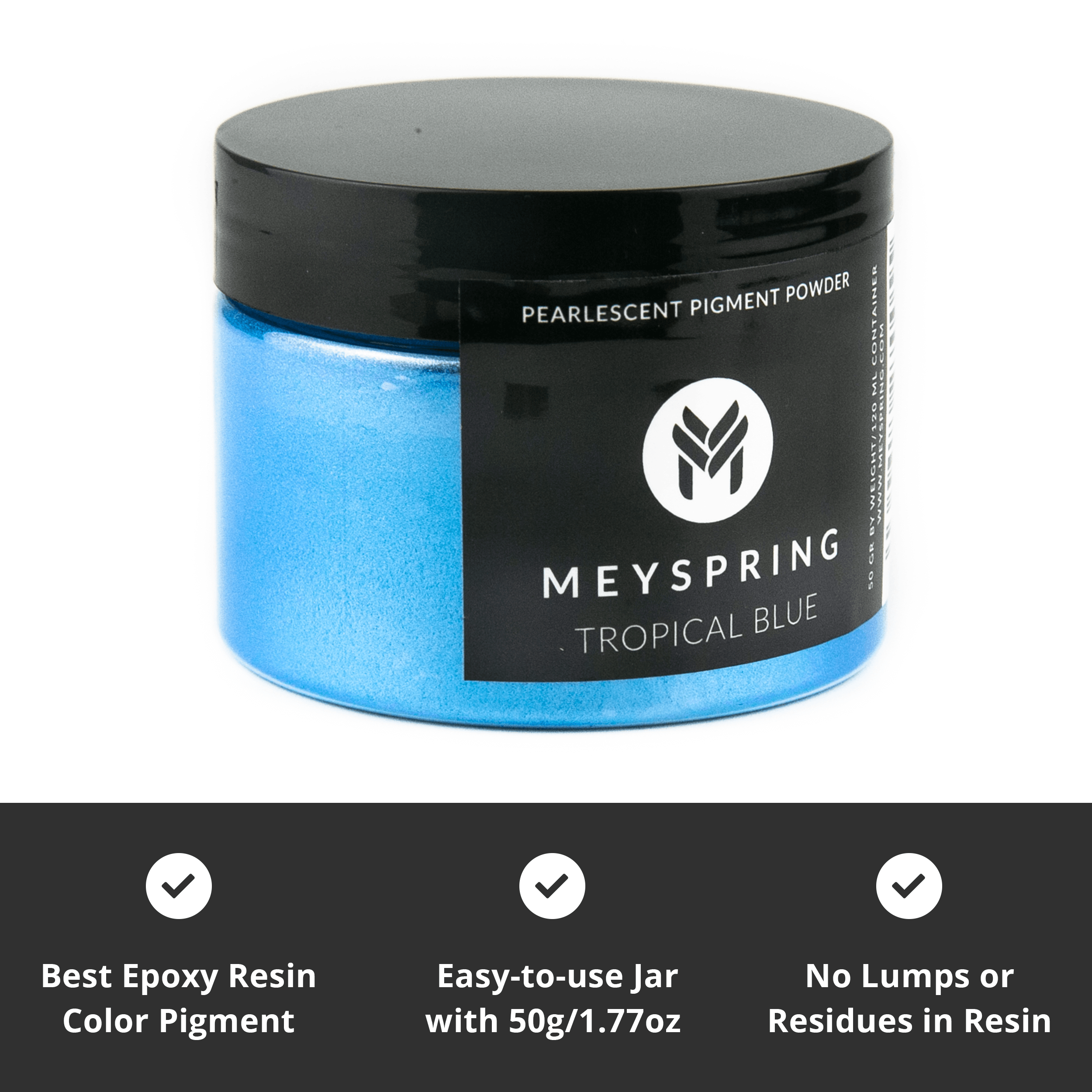 MEYSPRING Tropical Blue 50g Jar of Epoxy resin color pigment Mica Powder for resin art