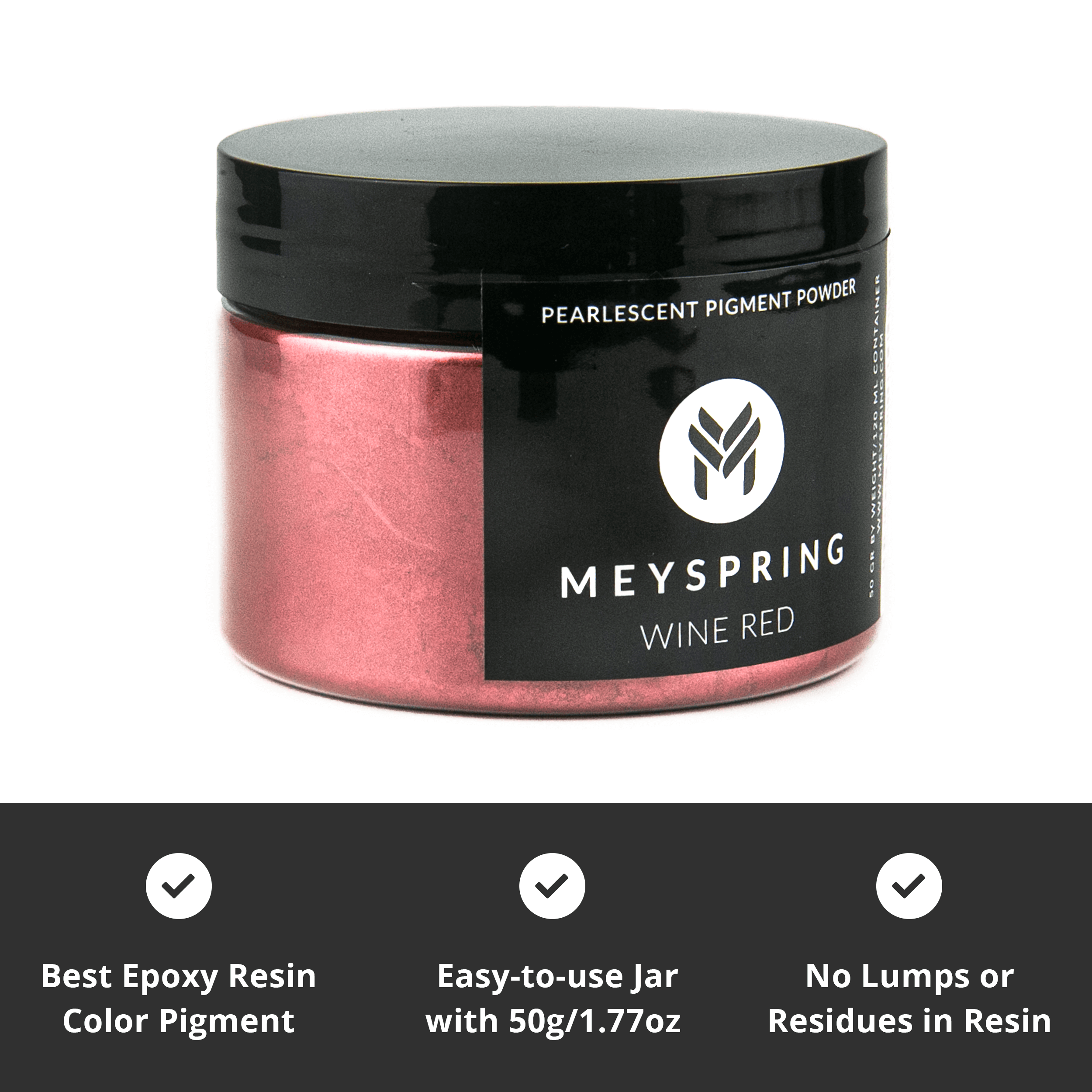 MEYSPRING Wine Red 50g Jar of Epoxy resin color pigment Mica Powder for resin art
